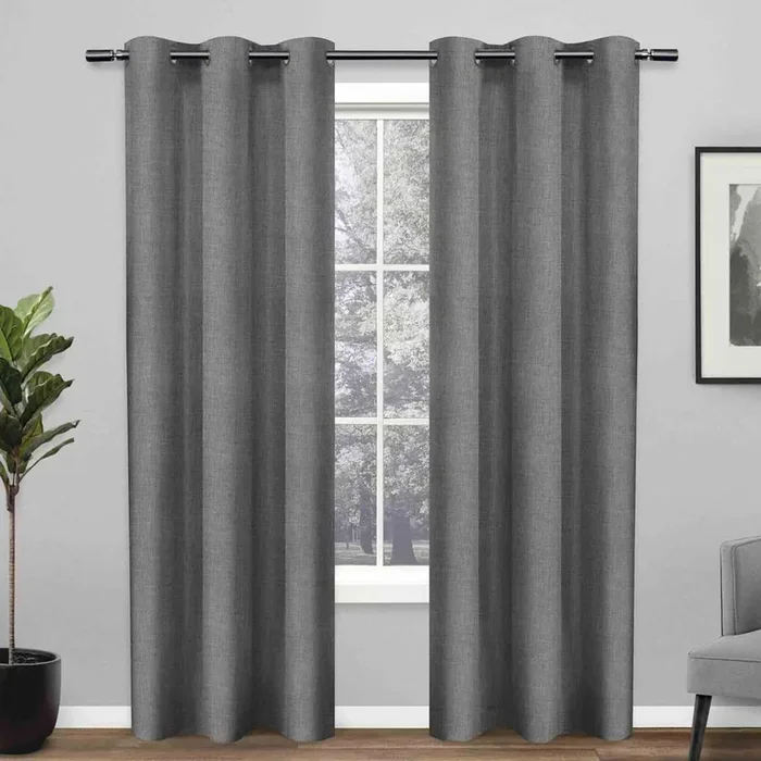 Rita Black Pearl Light Filtering Grommet Curtain Panel, 96″