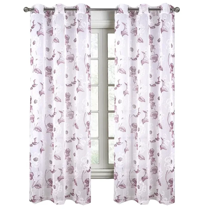 RT Designers Collection Jillian Rubber Doily Grommet Light Filtering Window Curtains for Bedroom 54″ x 95″ Rose