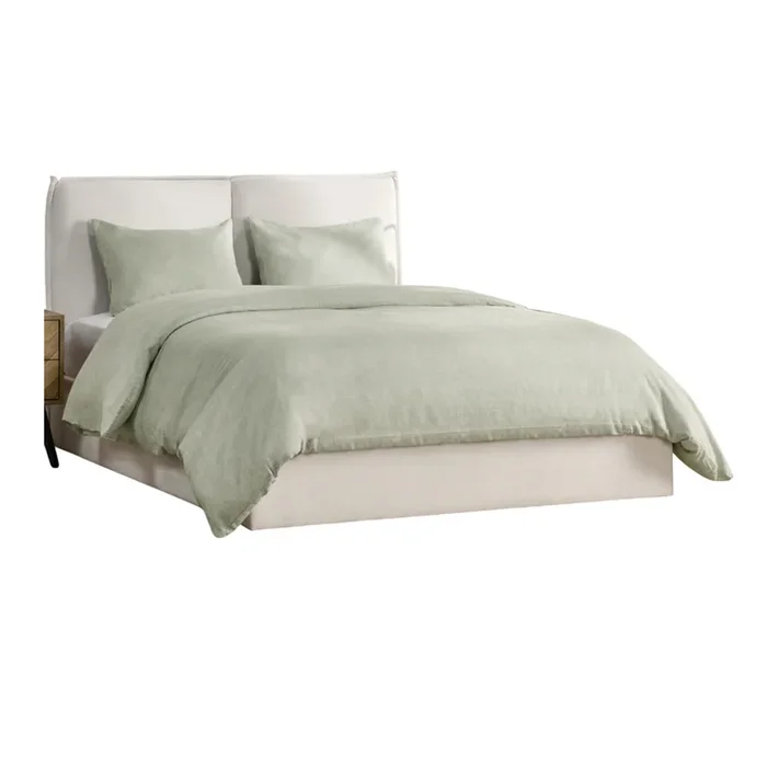 Savi Queen Size Duvet, Sage Green Linen, Cotton and Cashmere Fabric – Benzara