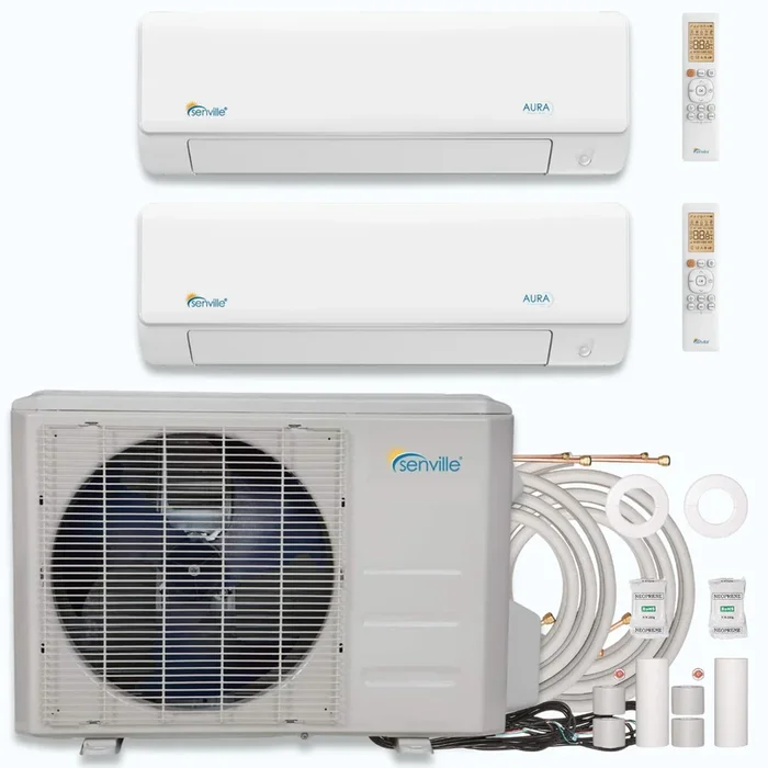 Senville AURA 30,000 BTU 2 Zone Ductless Mini Split – 230V – 23 SEER2 – Energy Star, SENA-30HF-D1218