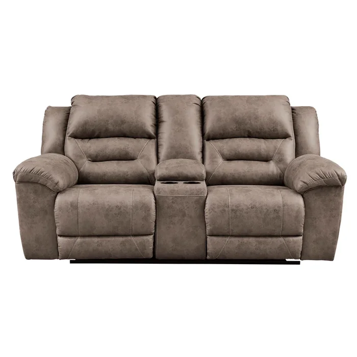 Signature Design by Ashley Stoneland Power Reclining Leather Look Loveseat with Console 3990596