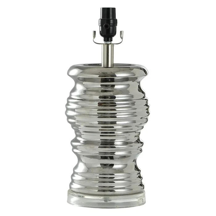 Silver Chrome Rippled Ceramic Lamp, 16″