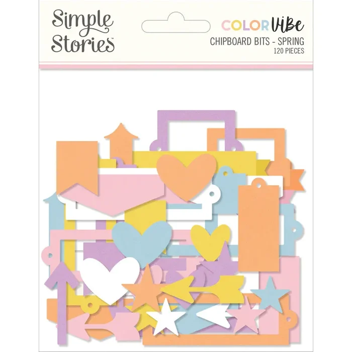 Simple Stories Spring Color Vibe Chipboard Bits & Pieces for Scrapbooking