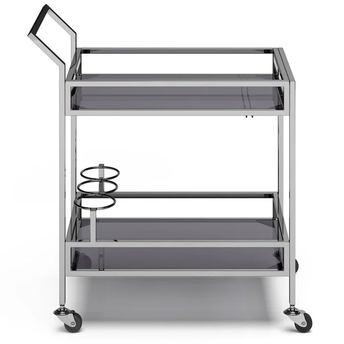 Simpli Home Watts 26 Inch Bar Cart In Chrome