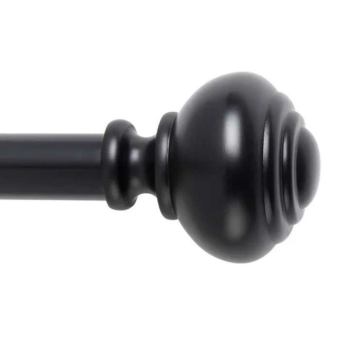 Snugset 1″ Black Knob No-Tool Curtain Rod, 60-120″