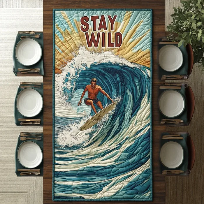 Stay Wild Surf WJ3006028CL Quilted Table Runner