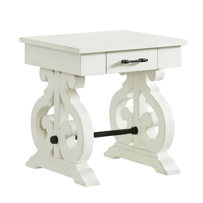 Stone – Occasional Square Side Table With PU Base – White