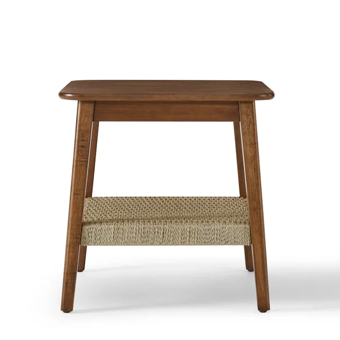 Streamdale Boho Mid-Century Woven Side Table with Storage
