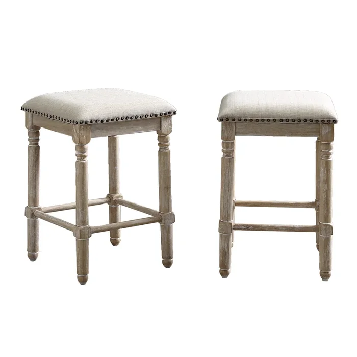 Streamdale Wood Upholstered Swivel Counter Height Stool, Set of 2, Tan