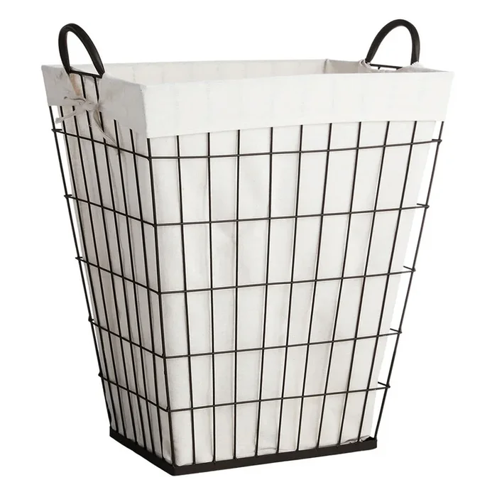 Tapered Metal Wire Laundry Hamper with Removable Liner, Brown