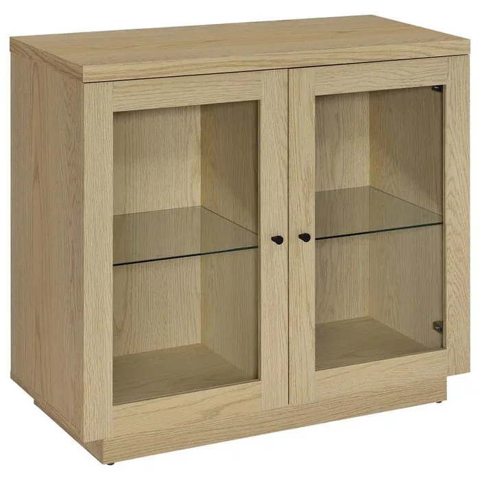 Tilbury – 2-Door Glass Front Accent Display Cabinet – Light Oak