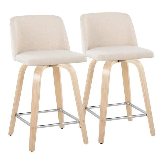 Toriano – 24″ Fixed-Height Counter Stool (Set of 2) – Cream Noise And Natural