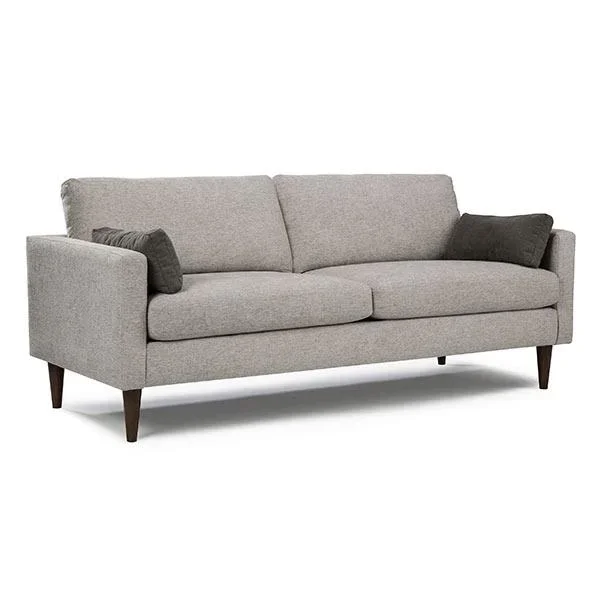 TRAFTON COLLECTION LEATHER STATIONARY SOFA W/2 PILLOWS- S10RLU