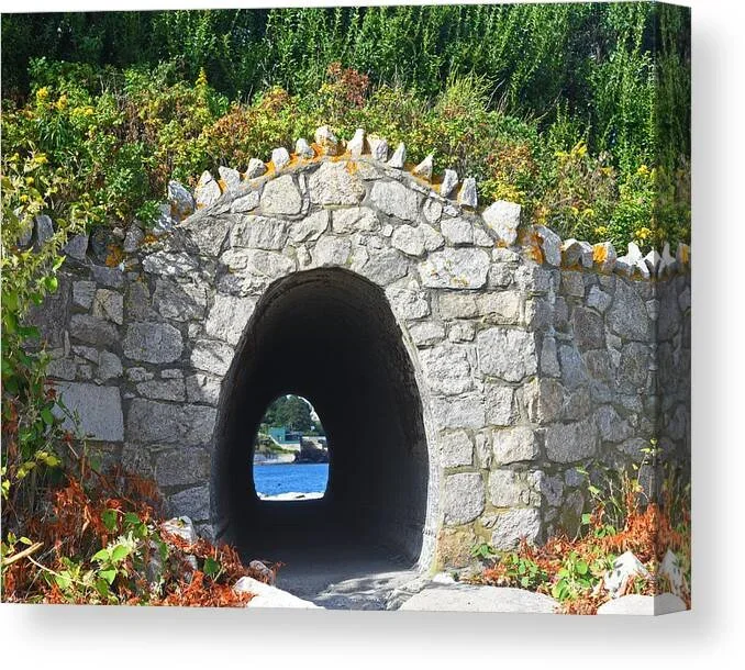 Tunnel to the sea Newport RI Cliff Walk Canvas Print