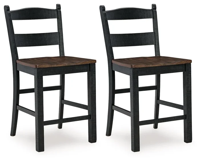 Valebeck – Barstool (Set of 2) – Black / Brown