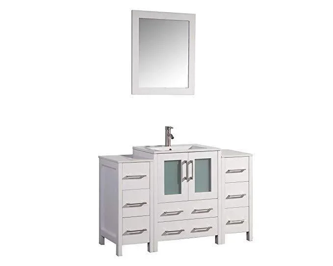 Vanity Art 48 in. Single Sink Vanity Cabinet with Ceramic Sink & Mirror – White, VA3024-48W