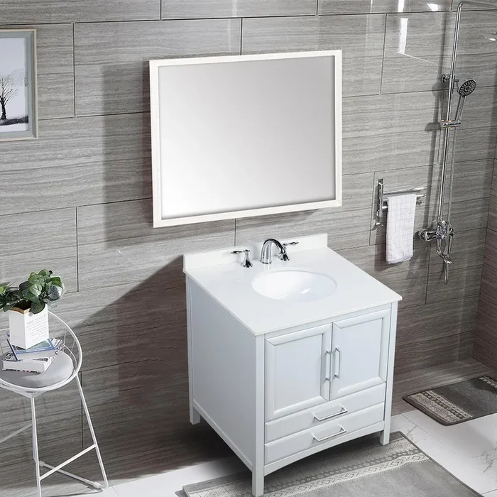 Vanity Art Rochefort 30 in. Bath Vanity in White with Vanity Top in White Cultured Marble with White Basin, VA3230W