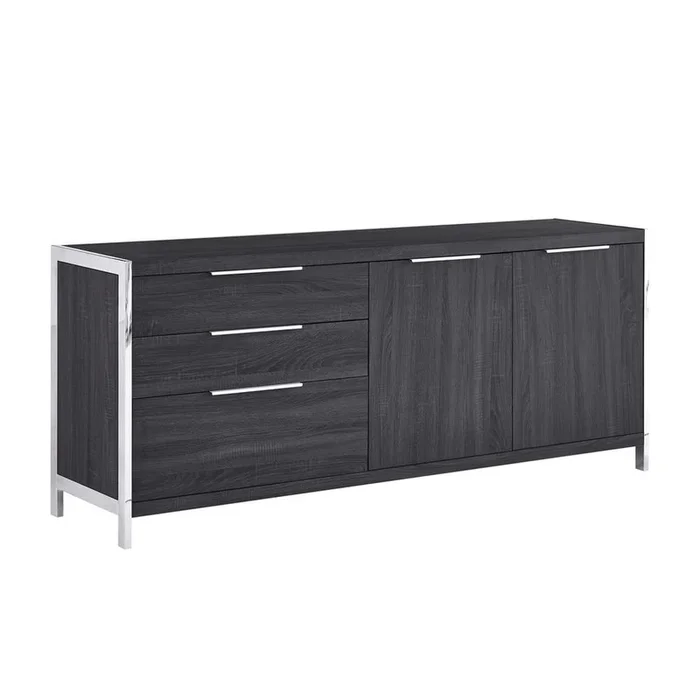 Walnut wrapped cabinet stand with stainless steel handle