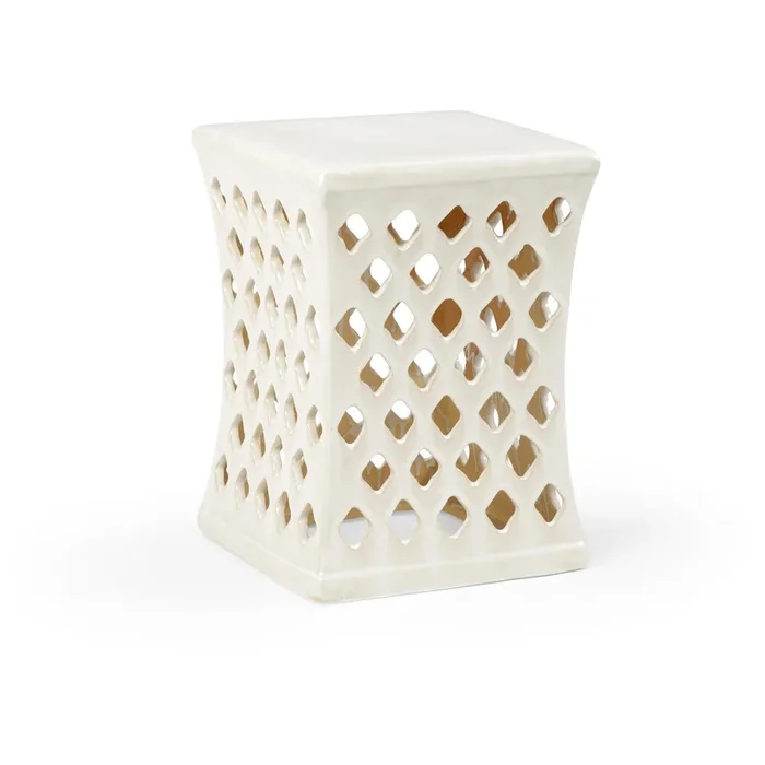White Glaze Ceramic Garden Bench