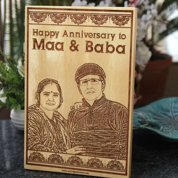 Wood Engraved Photo Of Parents | Gifts For Mom And Dad | Family Gifts – woodgeekstore