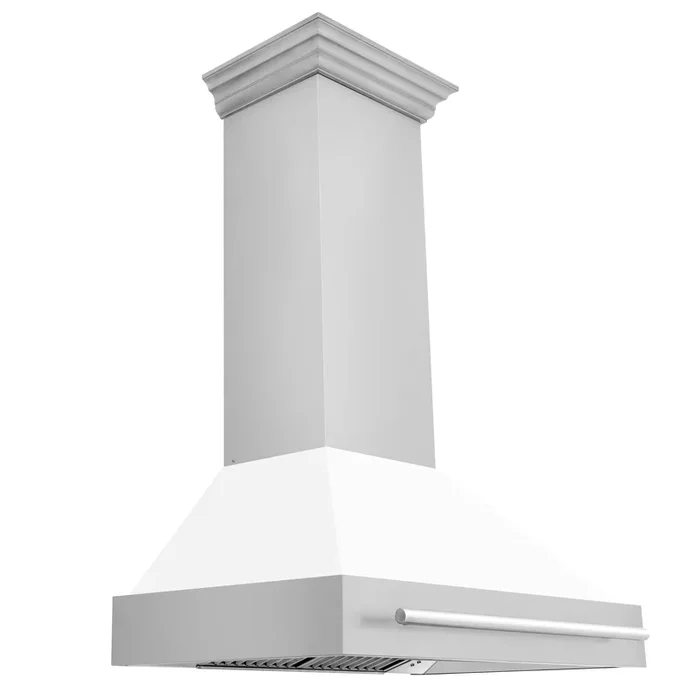 ZLINE 36 In. Stainless Steel Range Hood with White Matte Shell, 8654STX-WM-36